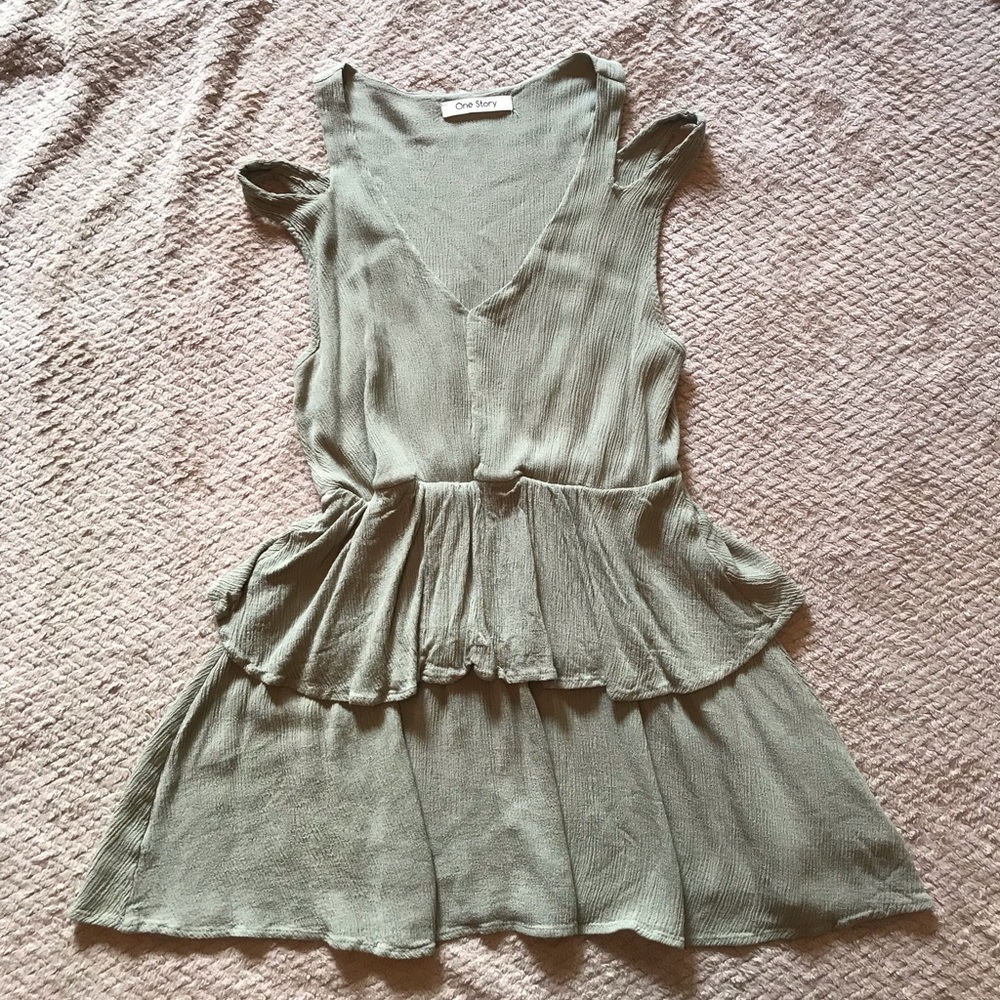 Olive Green Mini Flowy Dress